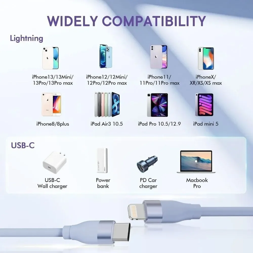 3 x 6 Feet Apple MFi Certified iPhone Lightening Cable Fast Charging USB